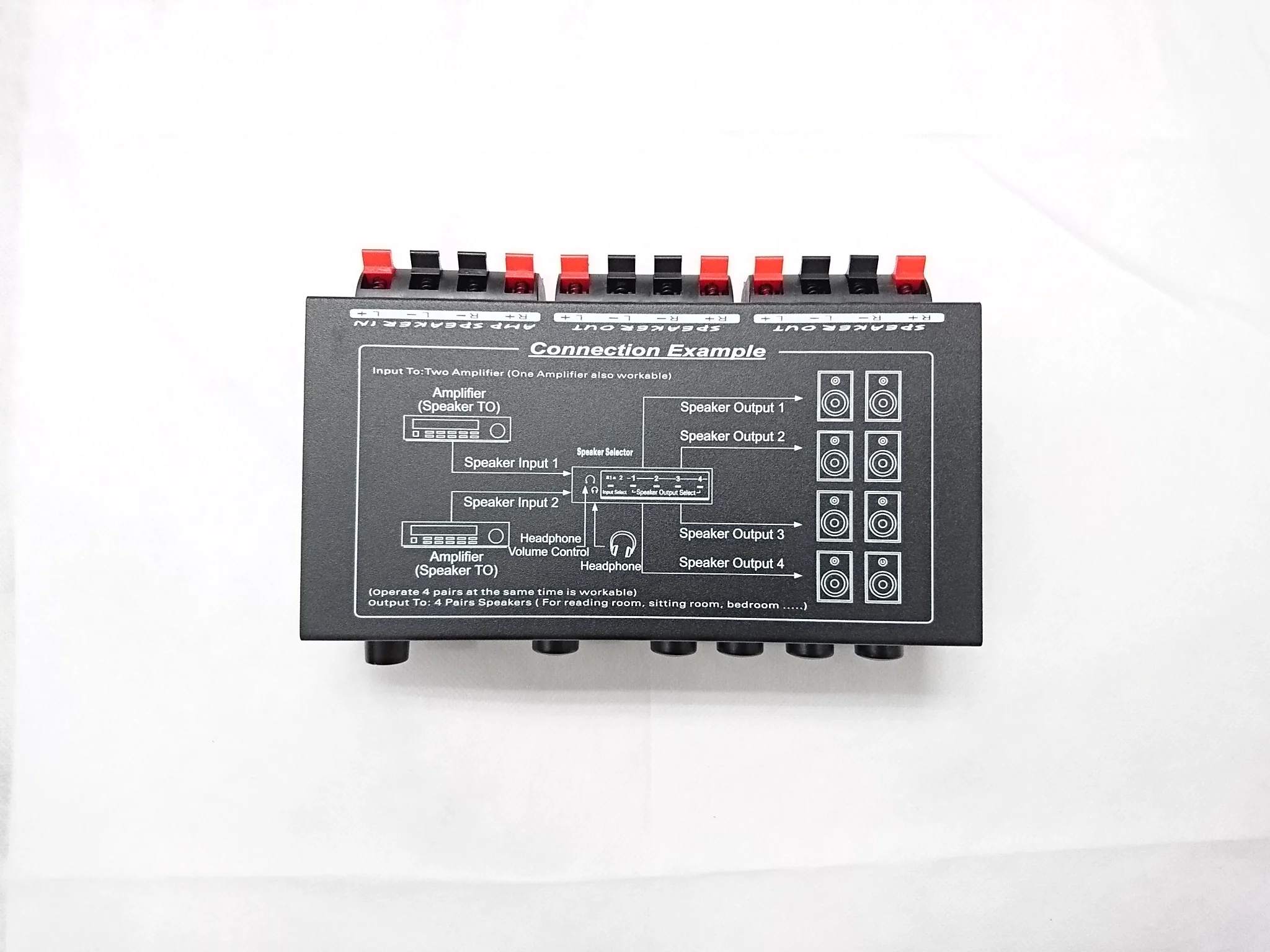 metal version,Two-input four-output amplifier audio switch selector (speaker amplifier controller)
