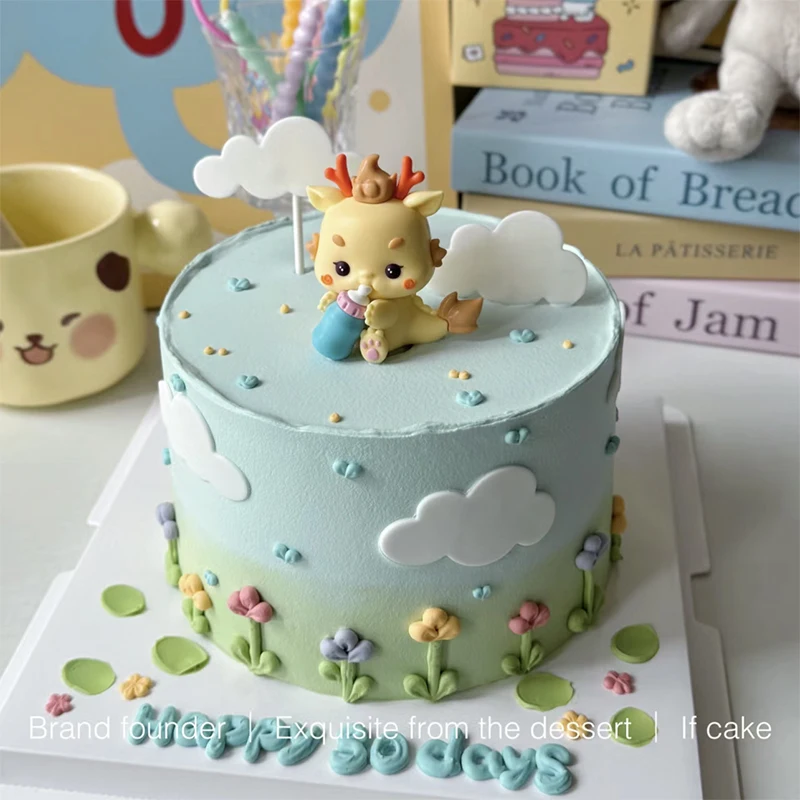 Celebrity baked cake decoration ornaments cartoon dragon baby small animal baby birthday full moon hundred 1ST days Gifts - Image 4