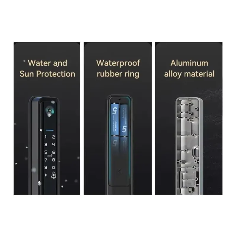 STLF Tuya Porta in alluminio con impronta digitale Smart Lock View Outdoor IP66 Impermeabile Wi-Fi Cloud Storage Porta in legno compatibile