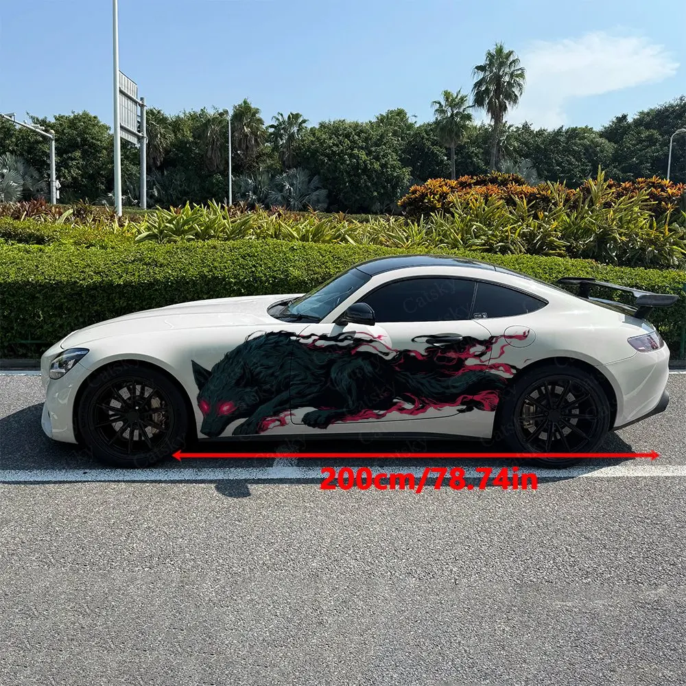 2pcs Magic Black Wolf Car Sticker Full Body Decal Decoration Scratches Protect Car Sticker Waterproof Car Vinyl Wraps