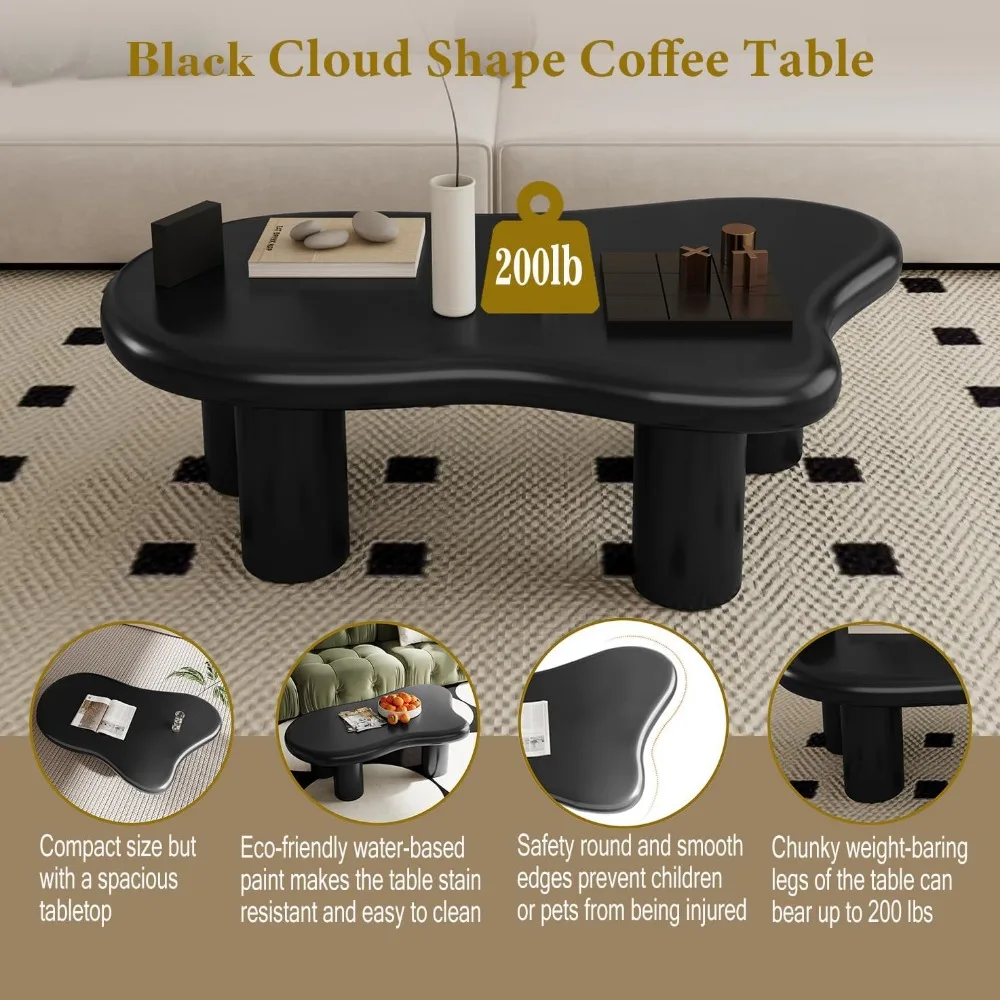 Nuvem Shaped Coffee Table com 4 pernas, mesas finais irregulares únicas, bonito e Funky, 40"