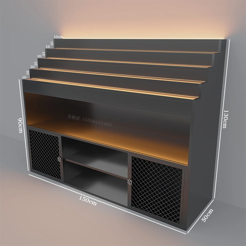 

Wine Cabinet Bartender Display Cabinet Bar Luminous Shelf Against Wall Commercial Edge Locker