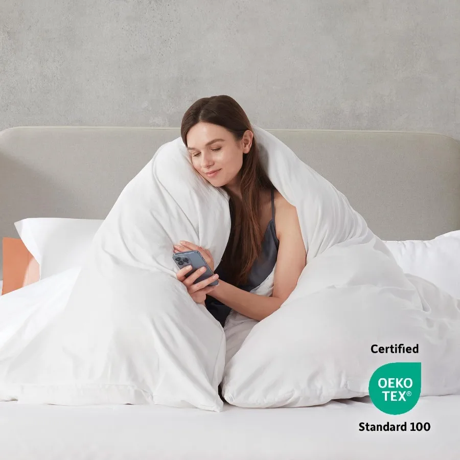 مجموعة غطاء لحاف الملكة لغرف النوم الحديثة طقم مكون من 3 قطع بيضاء ناعمة مغسولة مسبقًا مع سحاب إغلاق يتضمن غطاء لحاف واحد مقاس 90 × 90 بوصة