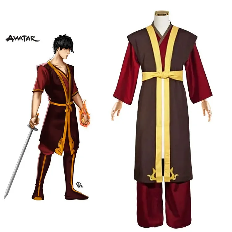 Anime Avatar The Last Airbender Zuko Cosplay Costume King's Prince Vest Pants Outfits Adult Men Halloween Disguise Uniform Suit