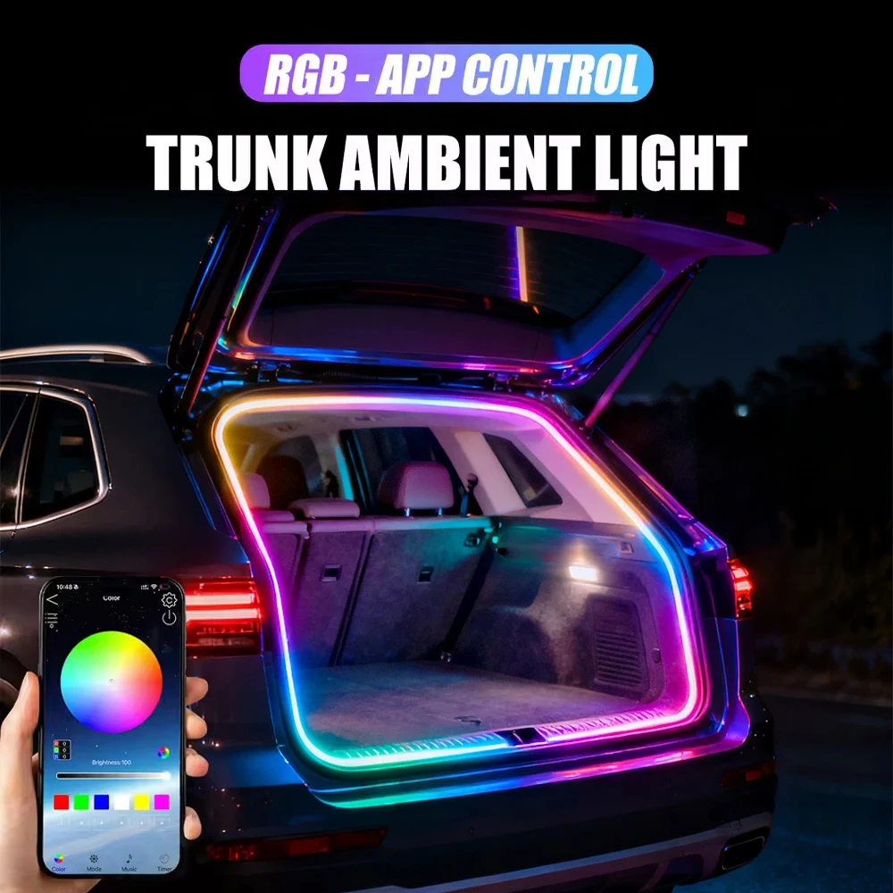 

New car universal trunk and trunk lights with colorful lighting APP control LED ambient light RGB decorative light