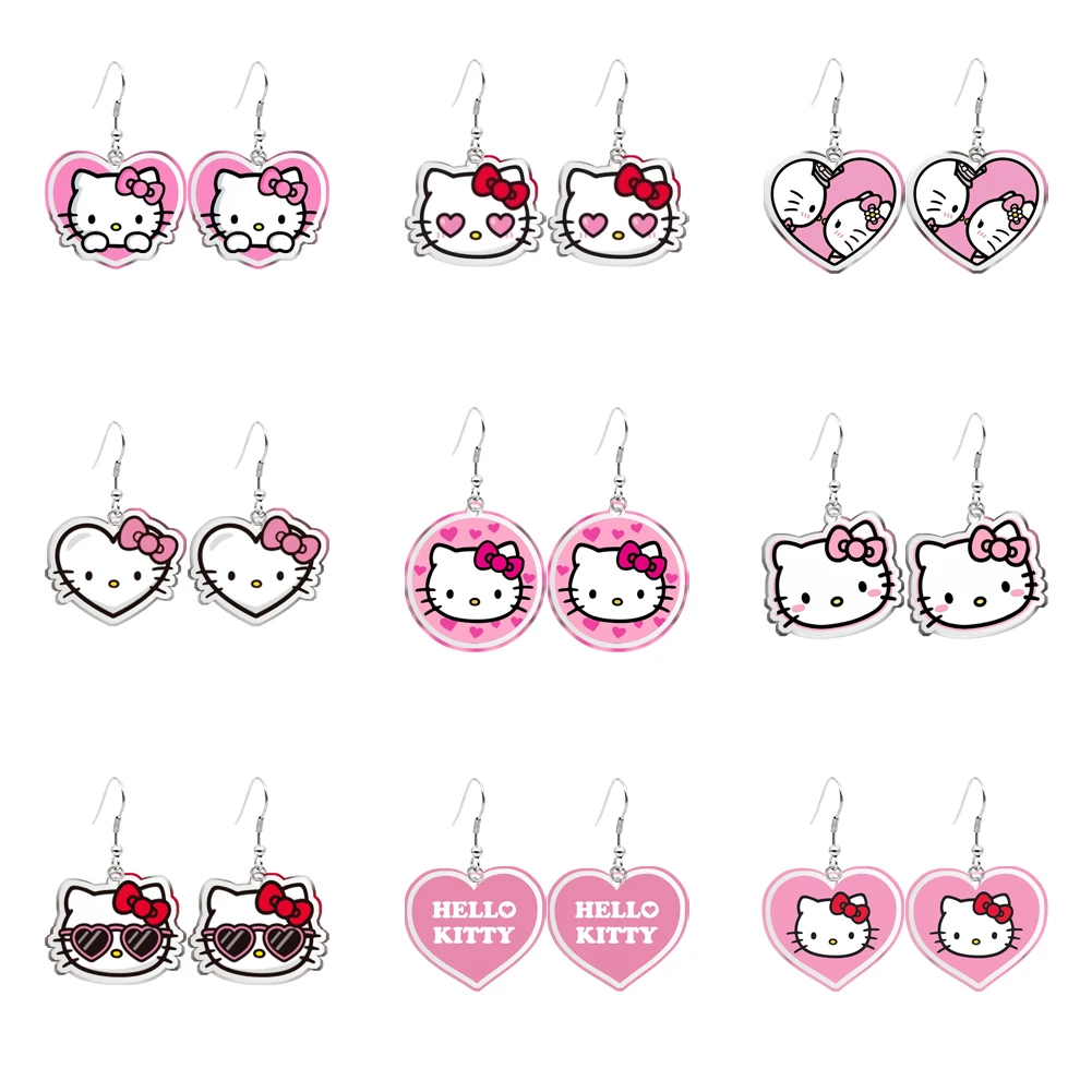 Hallo Kitty Sanrio transparenten Ohrring Haken niedlichen Anhänger Ohrringe Mädchen Schmuck Zubehör Kinder Party Geschenk Tochter Geschenk