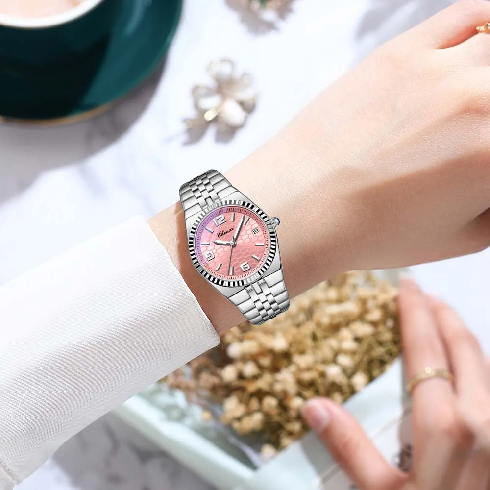 CHENXI الفاخرة زوجين كوارتز ساعة الفولاذ المقاوم للصدأ مقاوم للماء مضيئة تاريخ ساعة للرجل المرأة الساعات الذكور على مدار الساعة