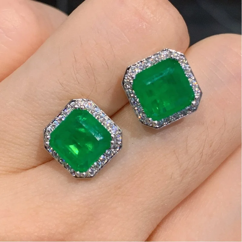 

Jewelry European and American Internet Hot Sale Emerald Palaiba Stud Earrings Main Stone 8*8 Wholesale