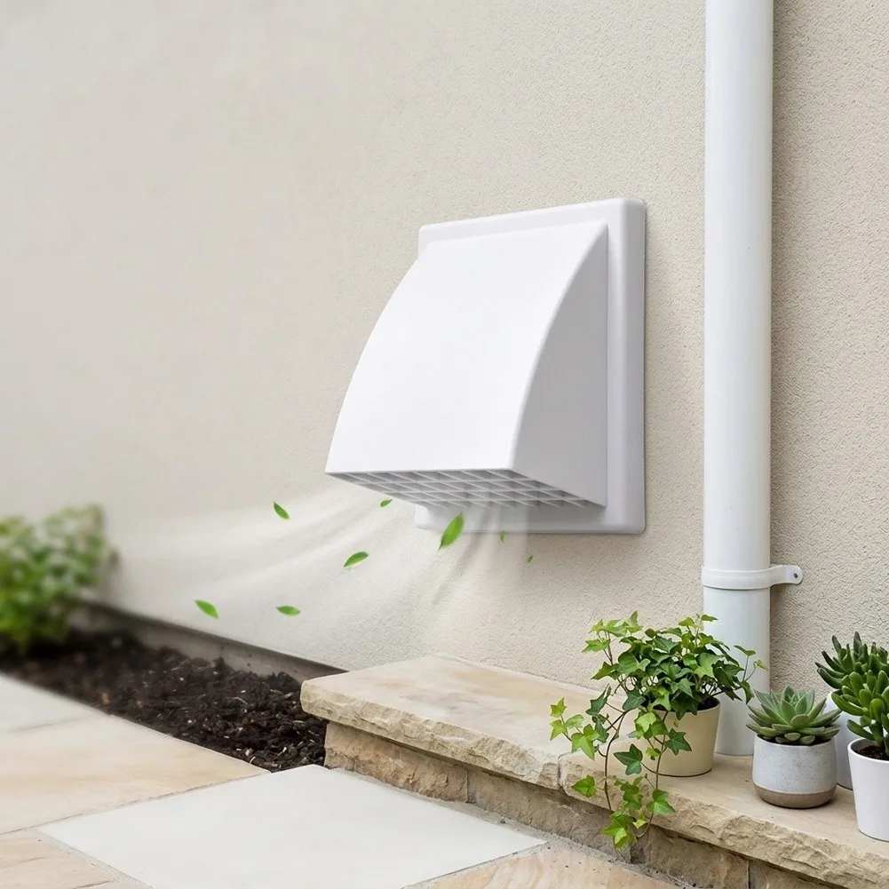 Weatherproof Ventilation Grille for Outdoor Walls with Adjustable Valve 100mm 125mm 150mm ABS Plastic Vent Cowl