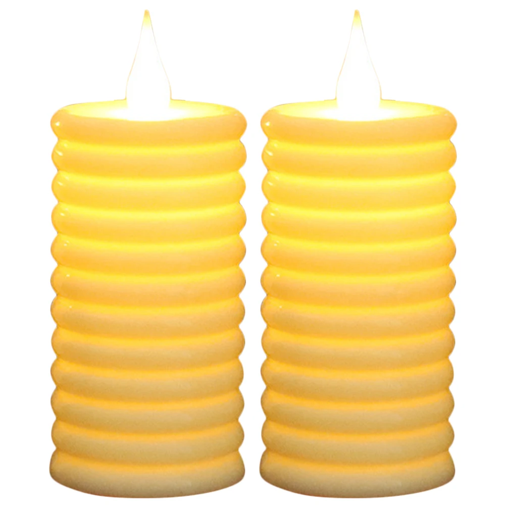 

2Pcs LED Electronic Candles PP Plastic Operated Non Dazzling Decorative Flameless Lights for Wedding Birthday