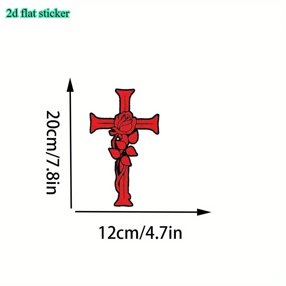 

Vibrant Red Cross Car Stickers Vinyl Decals - 2D Flat Self Adhesive Bumper Stickers for Cars Windows Laptops Durable Removable