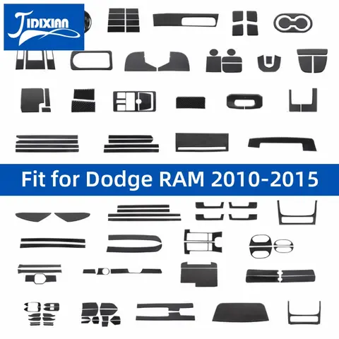JIDIXIAN Fit for Dodge RAM 2010-2015 Car Interior Exterior Decoration Cover Soft Carbon Fiber Parts