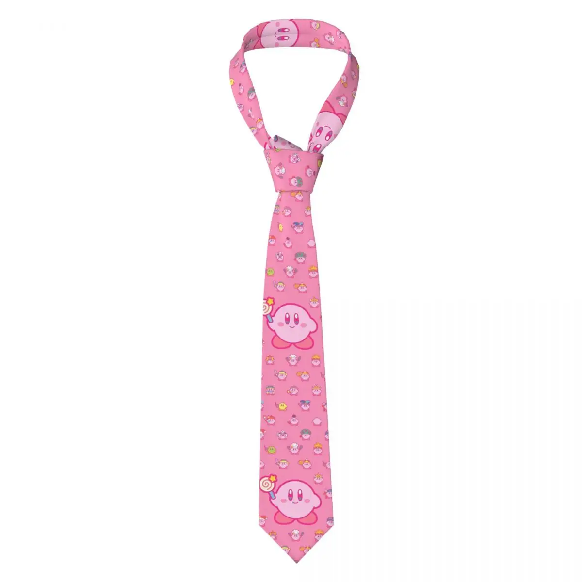 

Kirbys Kawaii Cartoon Necktie Unisex Skinny Polyester 8 cm Narrow Games Neck Tie for Mens Accessories Gravatas Cosplay Props