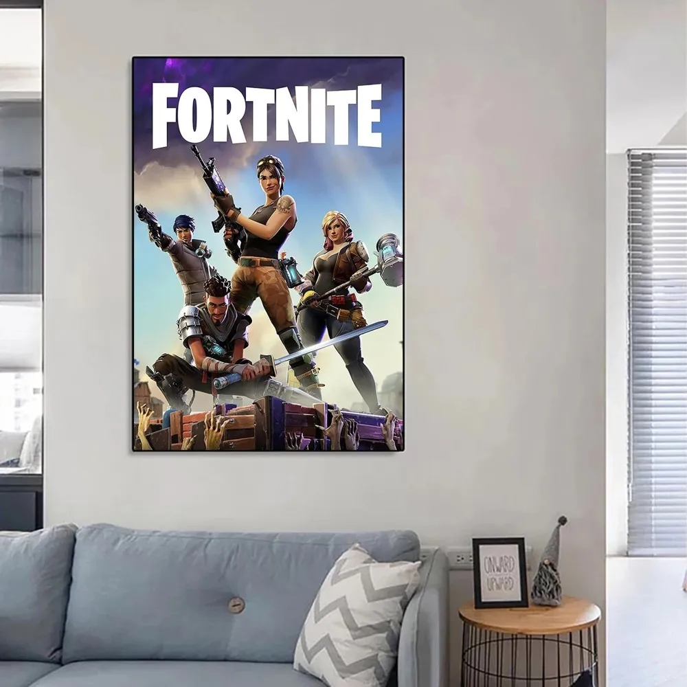 Hot-F-Fortnites-Game Poster No Framed Poster Kraft Club Bar Paper Vintage Poster Wall Art Painting Bedroom Study Stickers