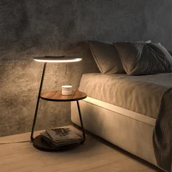 Creative Bedside Lamp With Table Modern Living Room Floor Lamp For Sofa Side Bedroom Cafe Decor LED Shelf Design Standing Lamp