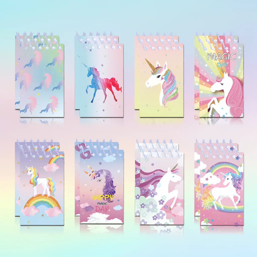 

Unicorn Spiral Notebook Assorted Mini Pocket Notepad Portable Top-Flip Notepad Student Notepad For Office Students Daily