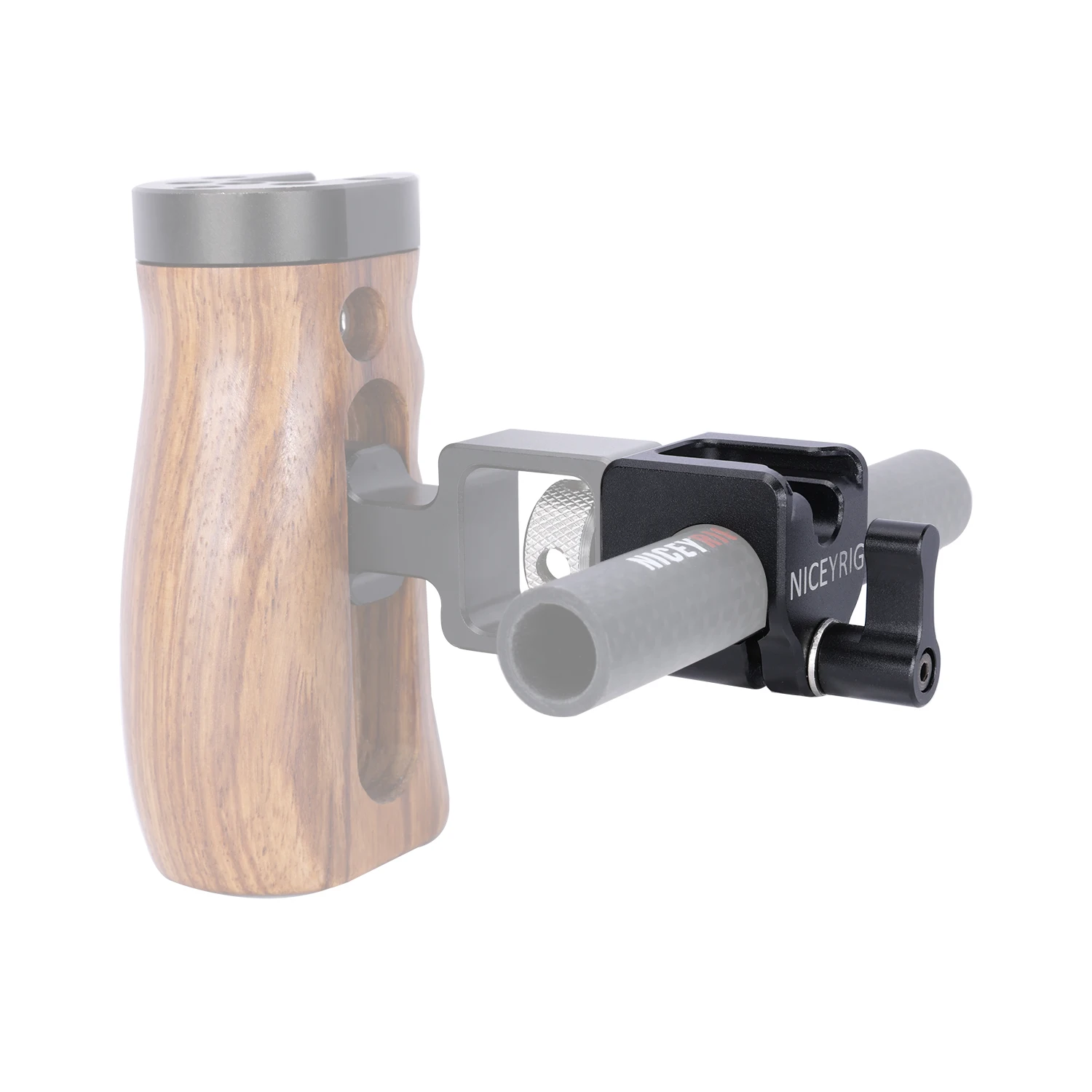 NICEYRIG 15mm Rod Clamp to Cold Shoe Mount, Locating Holes for ARRI & 1/4’’, for 15mm Rod Rail Extension Support