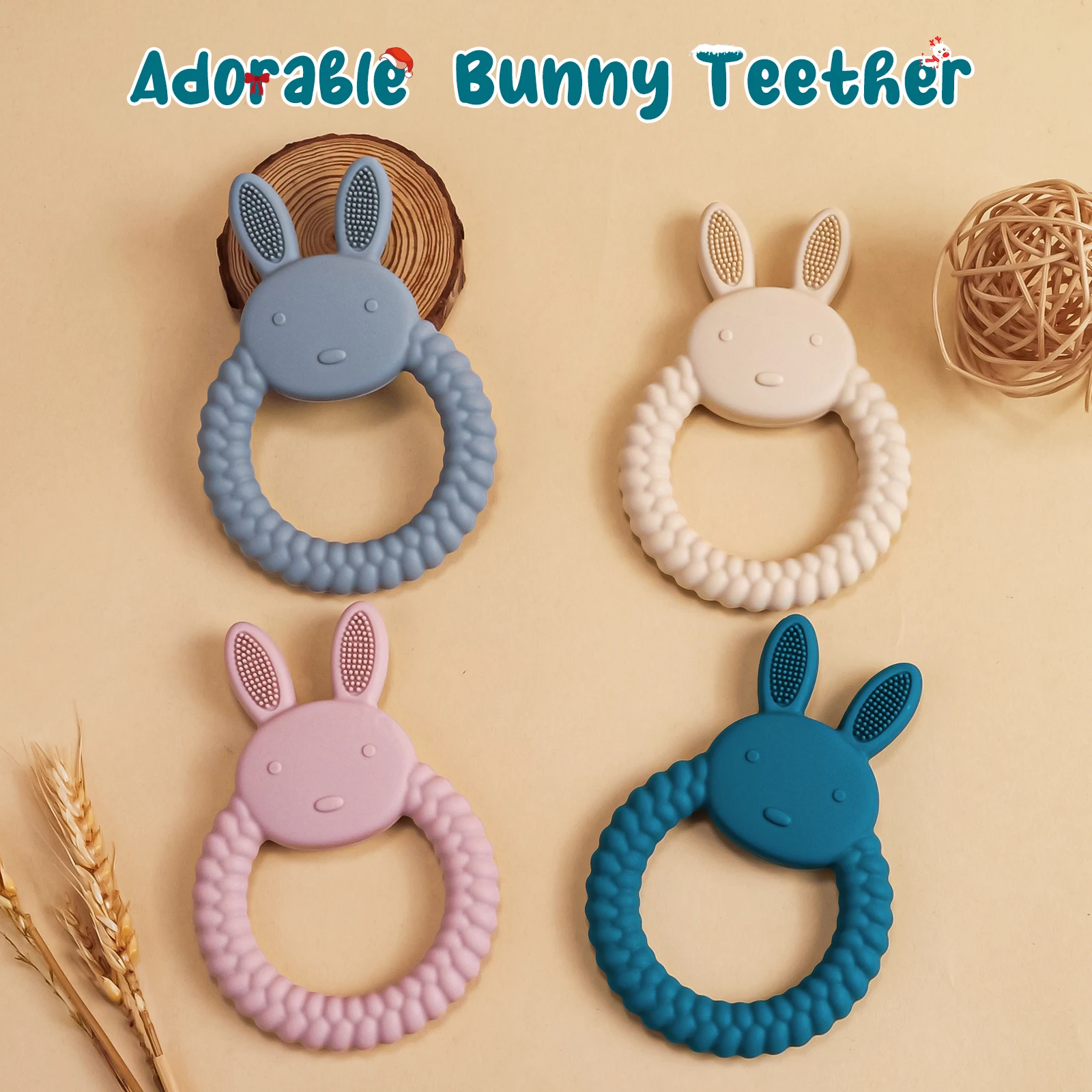 1 Baby Teether Silicone Toy Free of Bisphenol A Cartoon Rabbit Care Teething Gift Baby Health Grinding Neonatal Chewing Toy