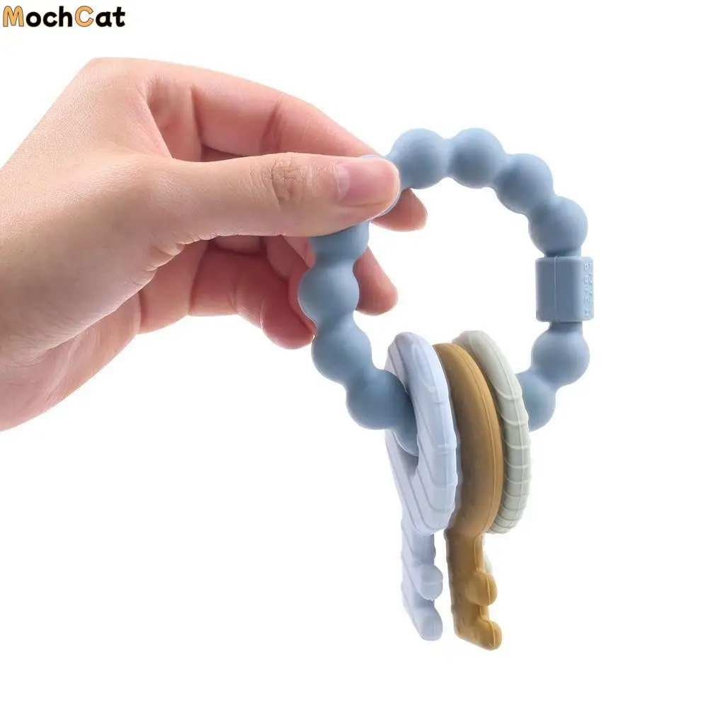 

Food Grade Silicone Silicone Teether Ring Durable Key Ring Design Keys Teething Toy Safe To Chew BPA Free