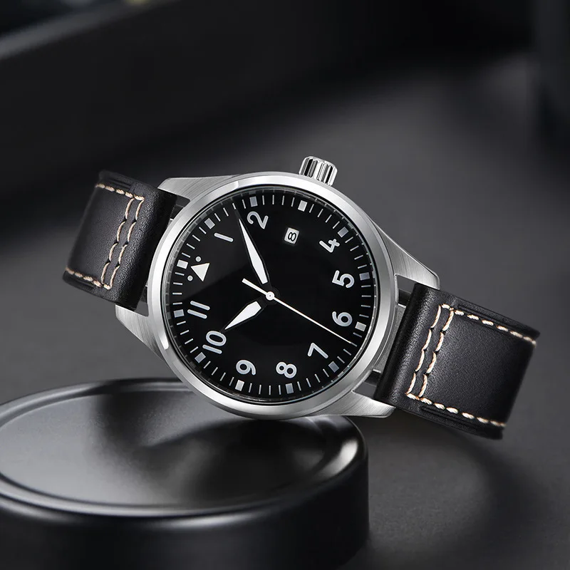 40mm Little Prince Mark 18 Pilot Series Stainless Steel Calendar Waterproof Luminous Leather Men's Mechanical Watch Automatic