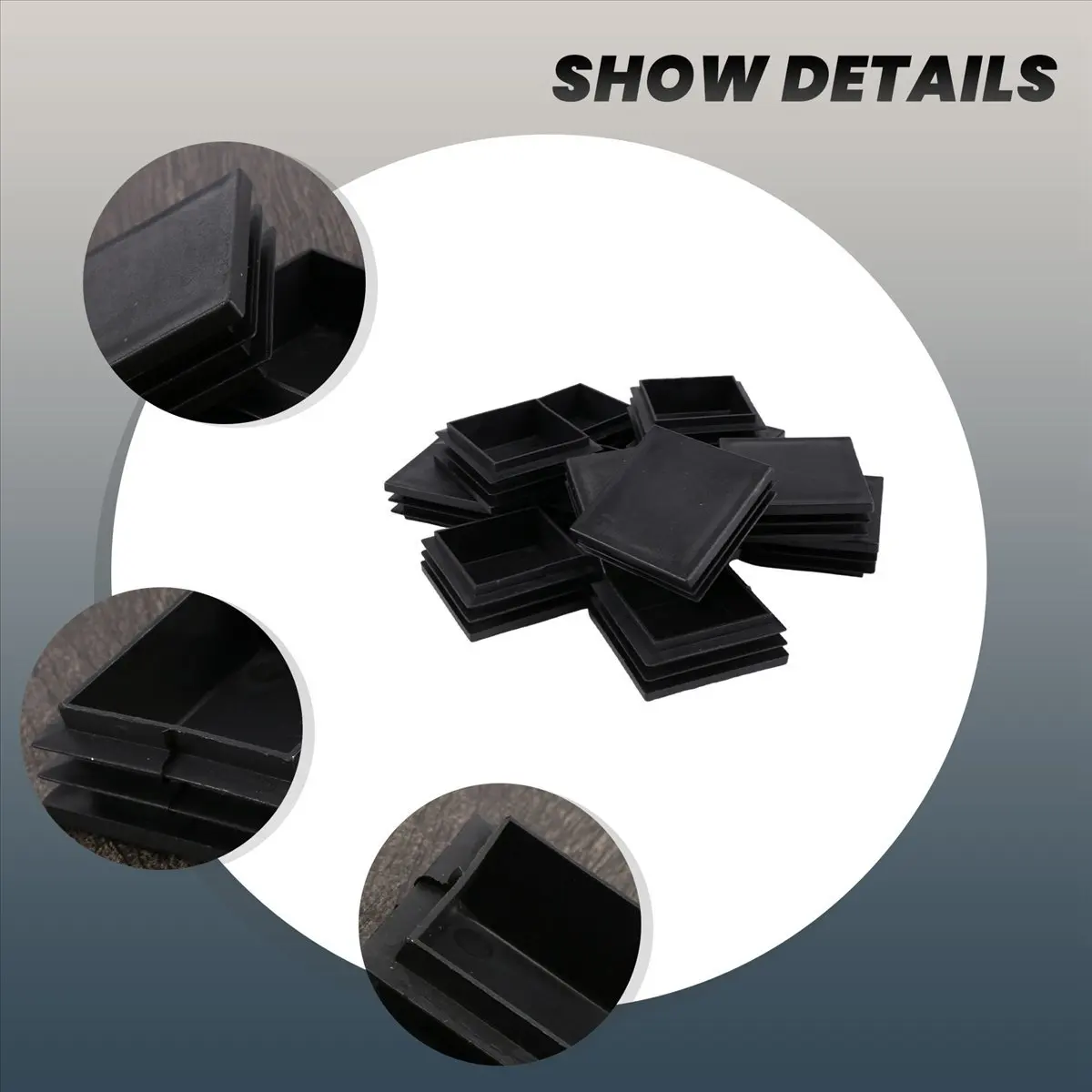 &A11I 50mm x 50mm Plastic Square End Blind Plugs Cap Pipe Inserts 12pcs