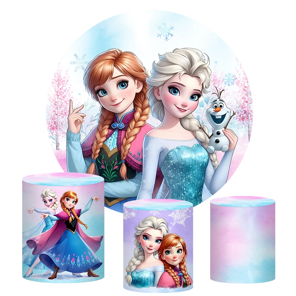 Disney Princess Frozen Castle  Party   Background Decors Round Customized Backdrop Children's Birthday Decoration Wedding Banner