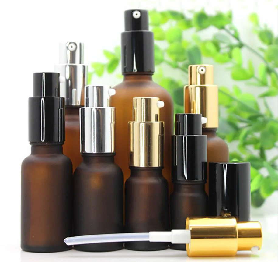 100ml clear/blue/green/brown glass bottle pump essential oil serum  moisture essence mist sprayer liquid skin care cosmetic pack