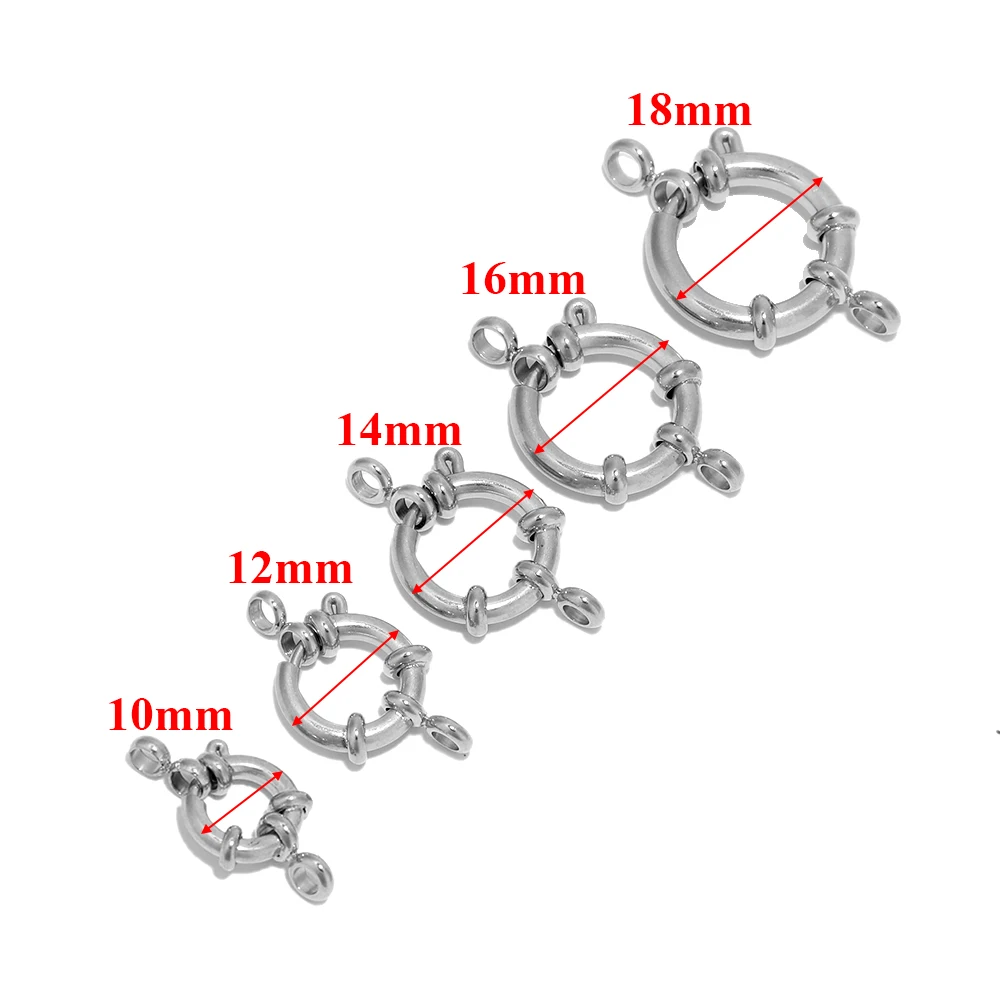 4 Stück Edelstahl Runde Federringverschlüsse DIY Schlüsselbein-Halskettenhaken Schmuckherstellung 8 Verbindungsstücke Zubehör für Armbänder – Detail 5