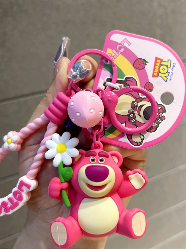 Authentique Toy Story fraise ours poupée porte-clés sac de Couple pendentif jouet figurines à collectionner Animation produits dérivés