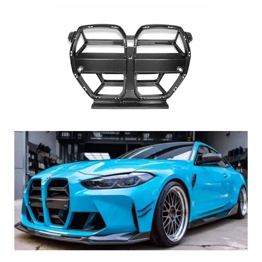 Dry Carbon Fiber Front Grille CSL style For BMW G80 G82 G83 M3 M4 2021+ Without ACC Center Mesh Grills