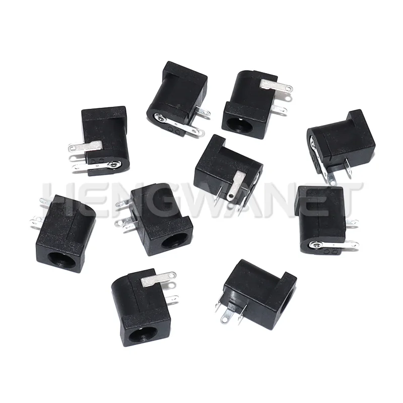 10pcs 5.5x2.1mm DC-005 Black DC Power Jack Socket DC Connectors Supply Barrel-Type Right Angle PCB Mount Terminal