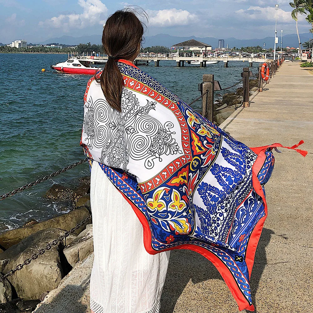 Summer Female Luxury Brand Photographic Scarf Lady Prevent Bask In Shawl Women Print Ethnic Style Scarves Bufanda Mujer