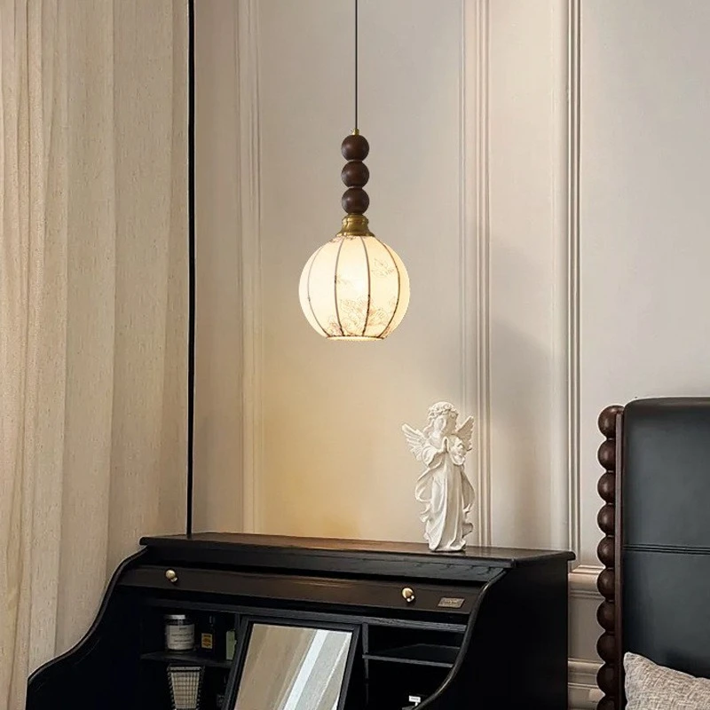 

Medieval Nanyang wind bedside chandelier bedroom light retro wabi sabi creative atmosphere porch small chandelie