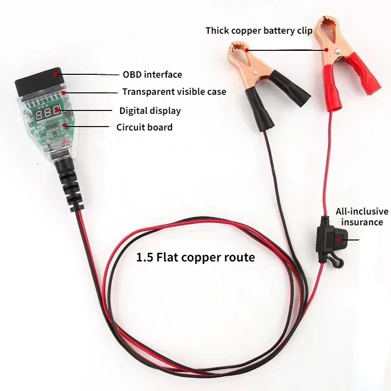 For Car OBD2 Battery Replacement Memory Saver ECU Connector Tool Auto Power Loss Preventer for Vehicle Electrical Maintenance