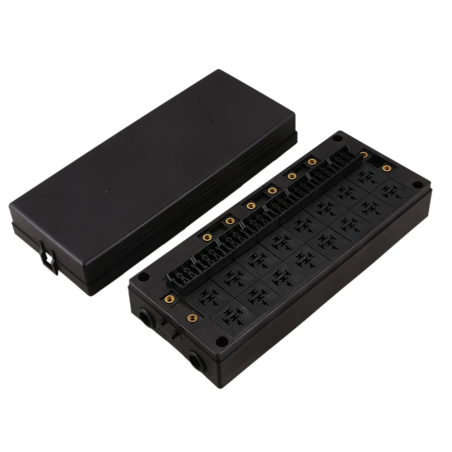 24-Way Auto Waterproof Blade Fuse Holder Box 16-Way Relay Socket Box Dust-Proof for Car Automotive Marine F