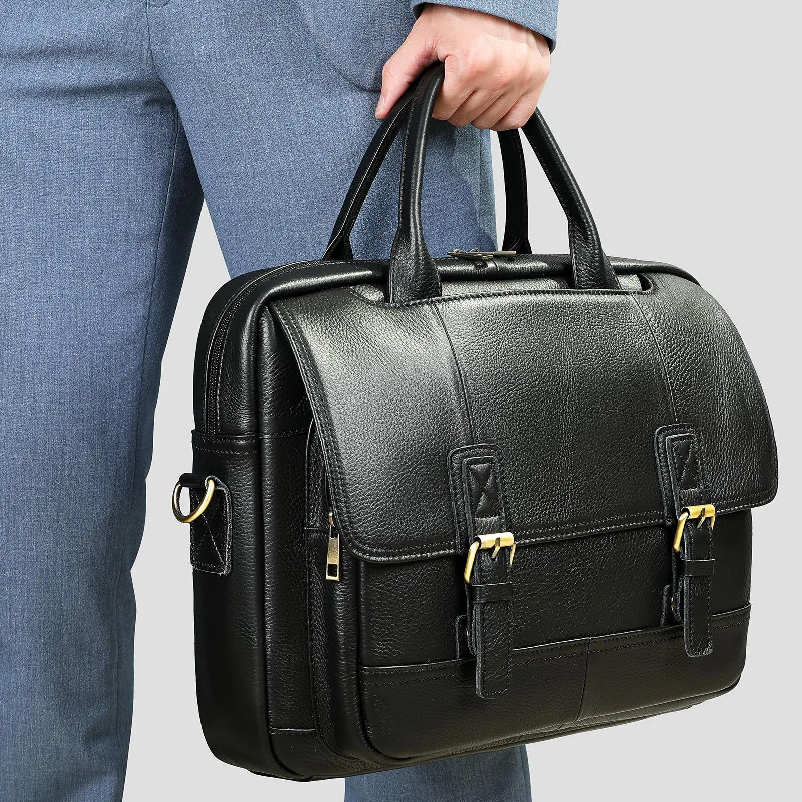 Borsa in pelle da uomo Valigetta da ufficio Messenger Uomo in vera pelle Borse per laptop da 15,6 pollici Borse da uomo Borsa a tracolla per 14 borse per computer