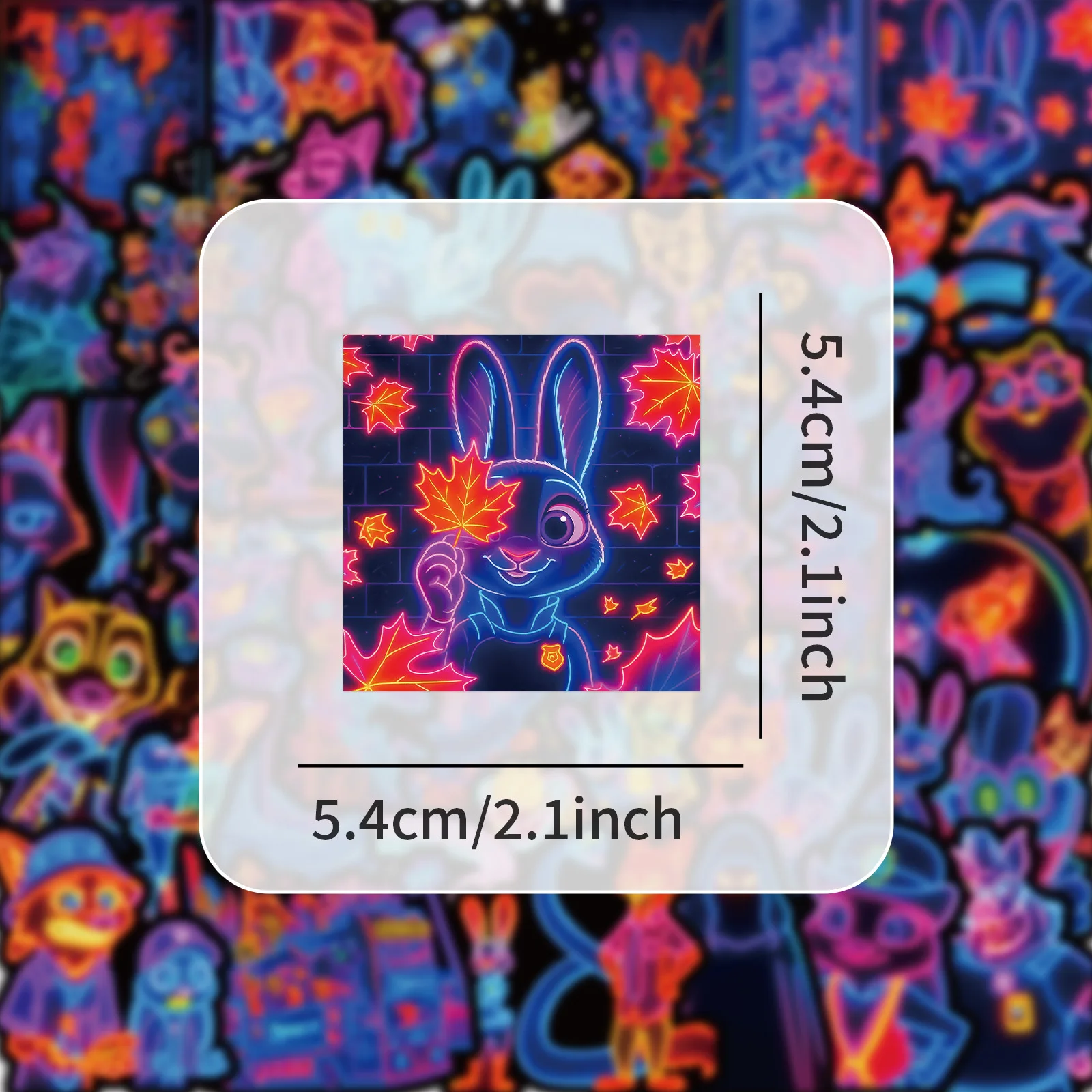 

10/55PCS Zootopia Neon Lamp Stickers Personalized Creative DIY Guitar Refrigerator Phone Laptop Suitcase Water Cup Skateboard