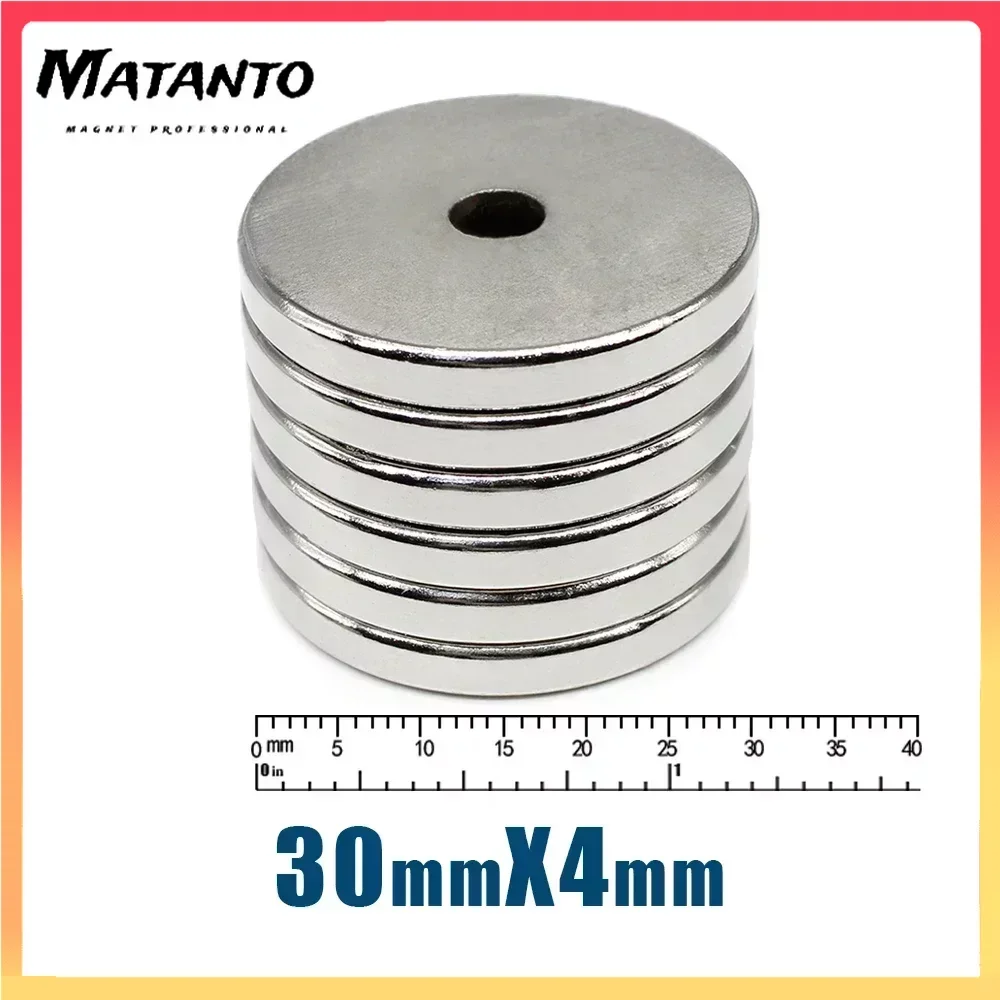 

2/5/10/20PCS 30x4-5mm Round Rare Earth Neodymium Magnet Hole 5mm Disc Countersunk Strong Magnet