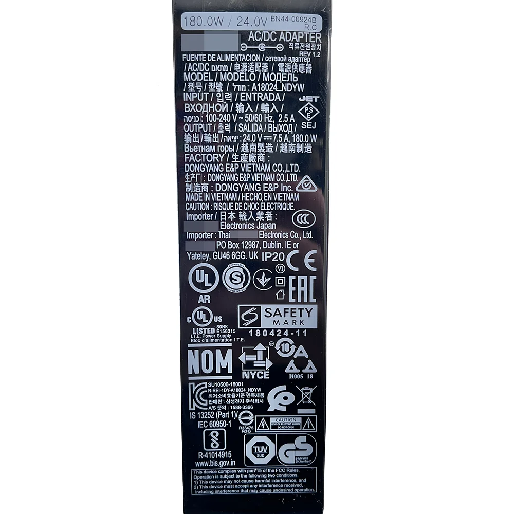 AC DC 어댑터 모니터 충전기, LC34J791WTU, LC34J791WTNXZA, LC34J791WTN, LC34J791WTUXEN, 24V, 7.5A, 180W, A18024_NDYW BN44-00924B