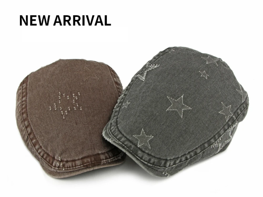 HT5101 Baskenmützen für Herren und Damen 2026 – Neue Stars Ivy Flat Cap für Künstler und Maler, Frühling/Herbst, 100 % Baumwolle – Detail 2