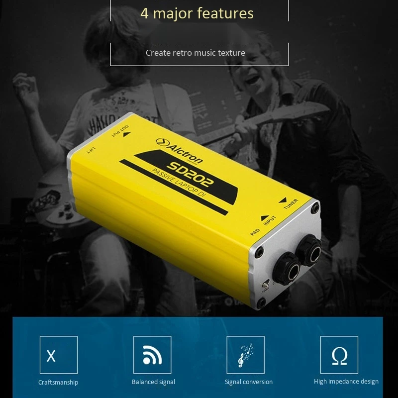 Alctron SD202 Passive DI Box Impedanzumwandlung DI BOX E-Gitarre Direct Connection Box Effect_N22R