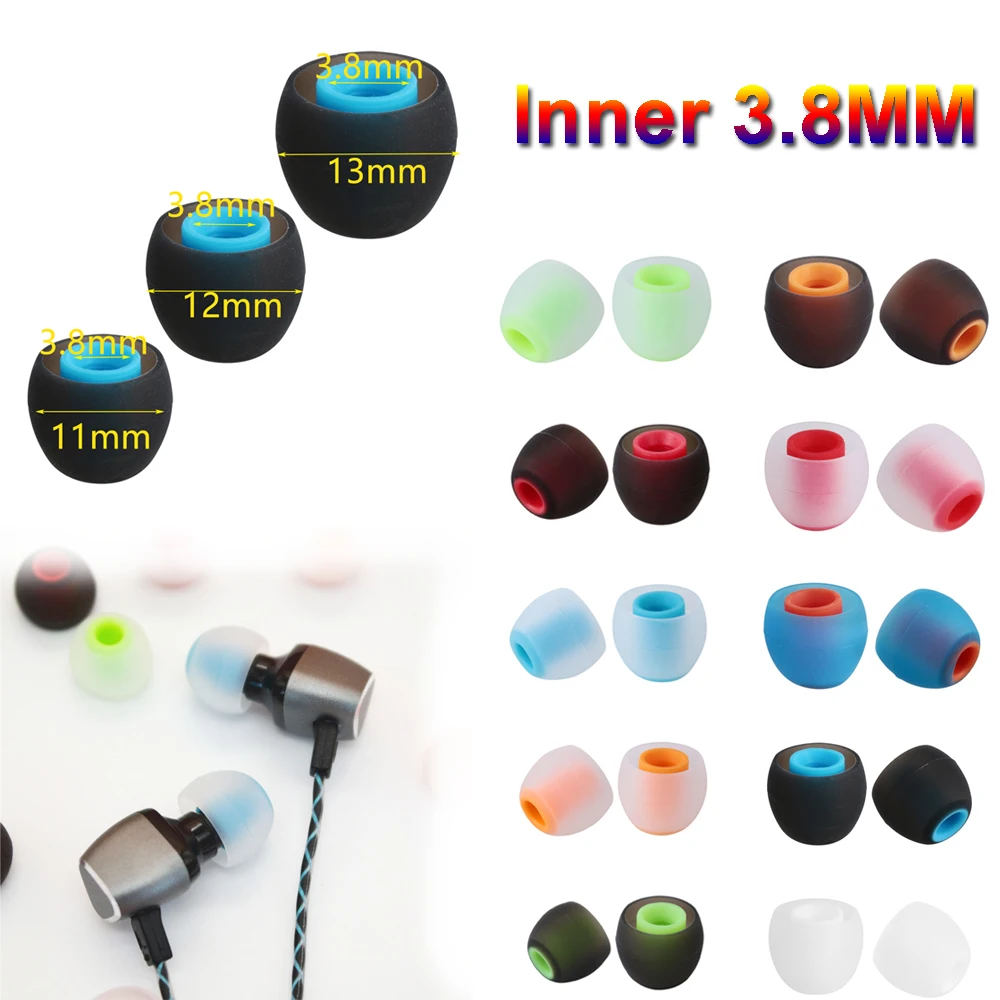 12Pcs Universal 3.8mm Soft In-ear auricolari suggerimenti auricolari di ricambio cuscinetti auricolari In Silicone auricolari antiurto auricolare S/M/L