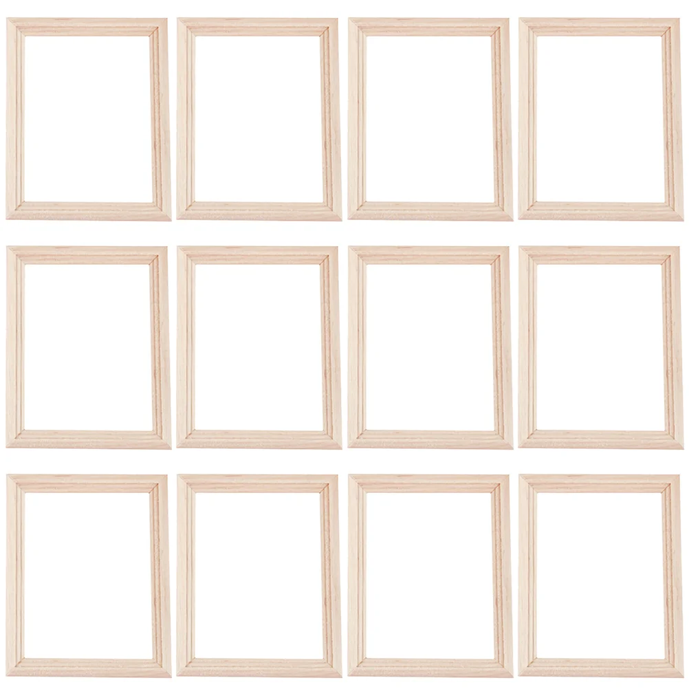 12 Pcs Mini Photo Frame Model Household Micro Wooden Decorative Landscape Decors The