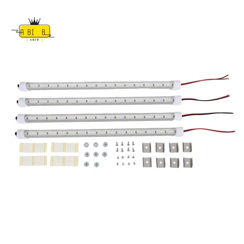 ABIB -12V Interior LED Light Bar 48 Leds Strip Lights With Switch And Magnets 6500K White Light For Car Van RV With US Plug