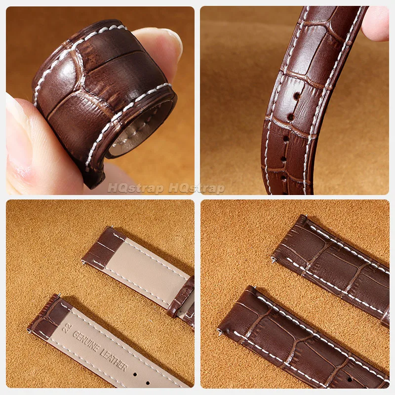 Cinturino in vera pelle 16mm 18mm 20mm 22mm 24mm cinturino in pelle di vacchetta vintage per Seiko per braccialetto Omega cinturino con fibbie a farfalla