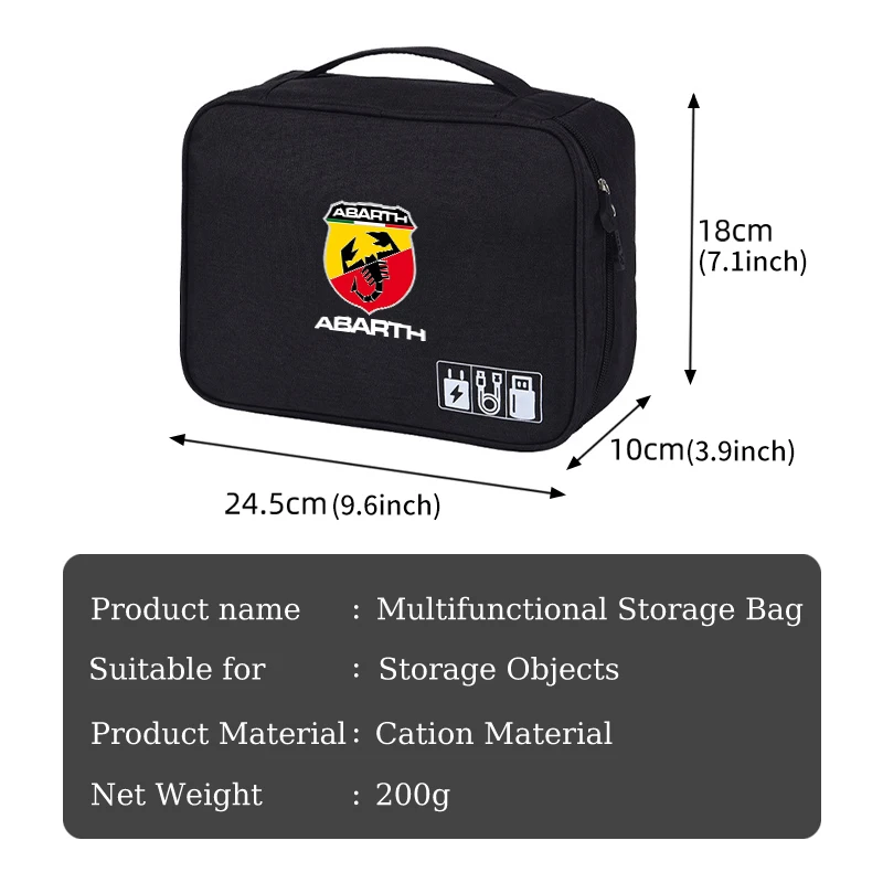 Car Multifunctional Bi-fold Storage Bag Double Zipper Large For Abarth UNO Astra Bravo Panda Linea Freemont Strada Doblo