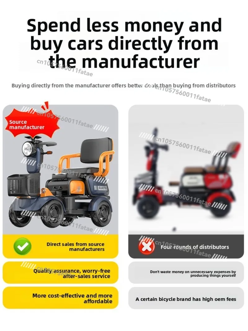 Disabled Adults Electric 4 Wheel Scooter for Seniors Patrol Sightseeing Battery Car