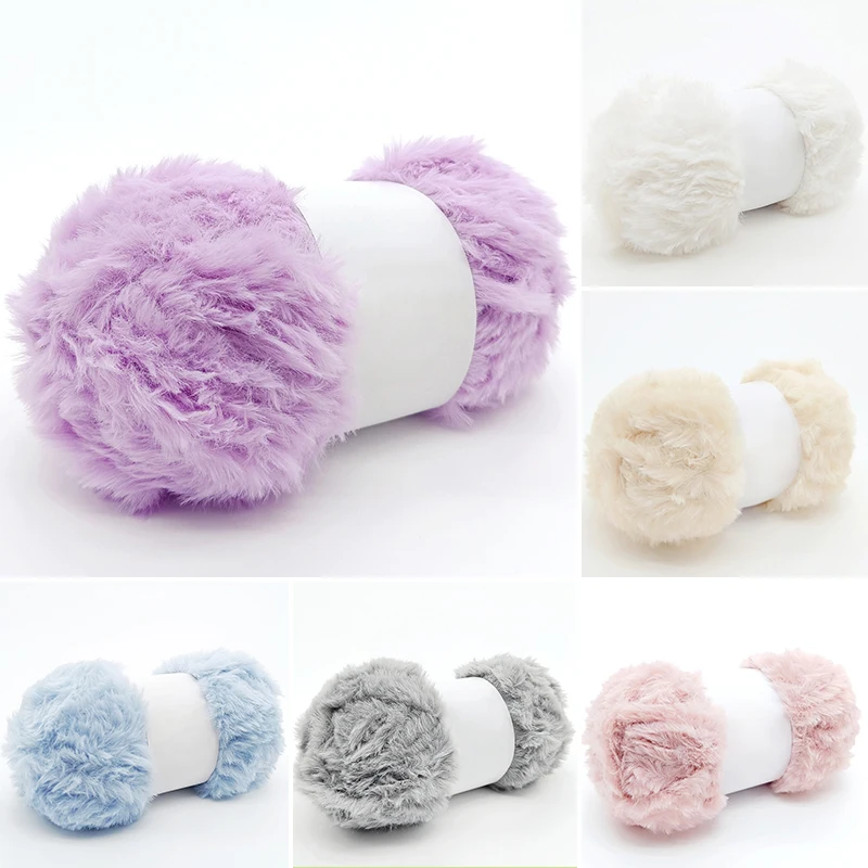 Soft Fluffy Faux Fur Yarn Imitation Mink Wool Thread Velvet Thick Hand-knitting Mohair Cashmere Yarn For Scarf Sweater Shawl