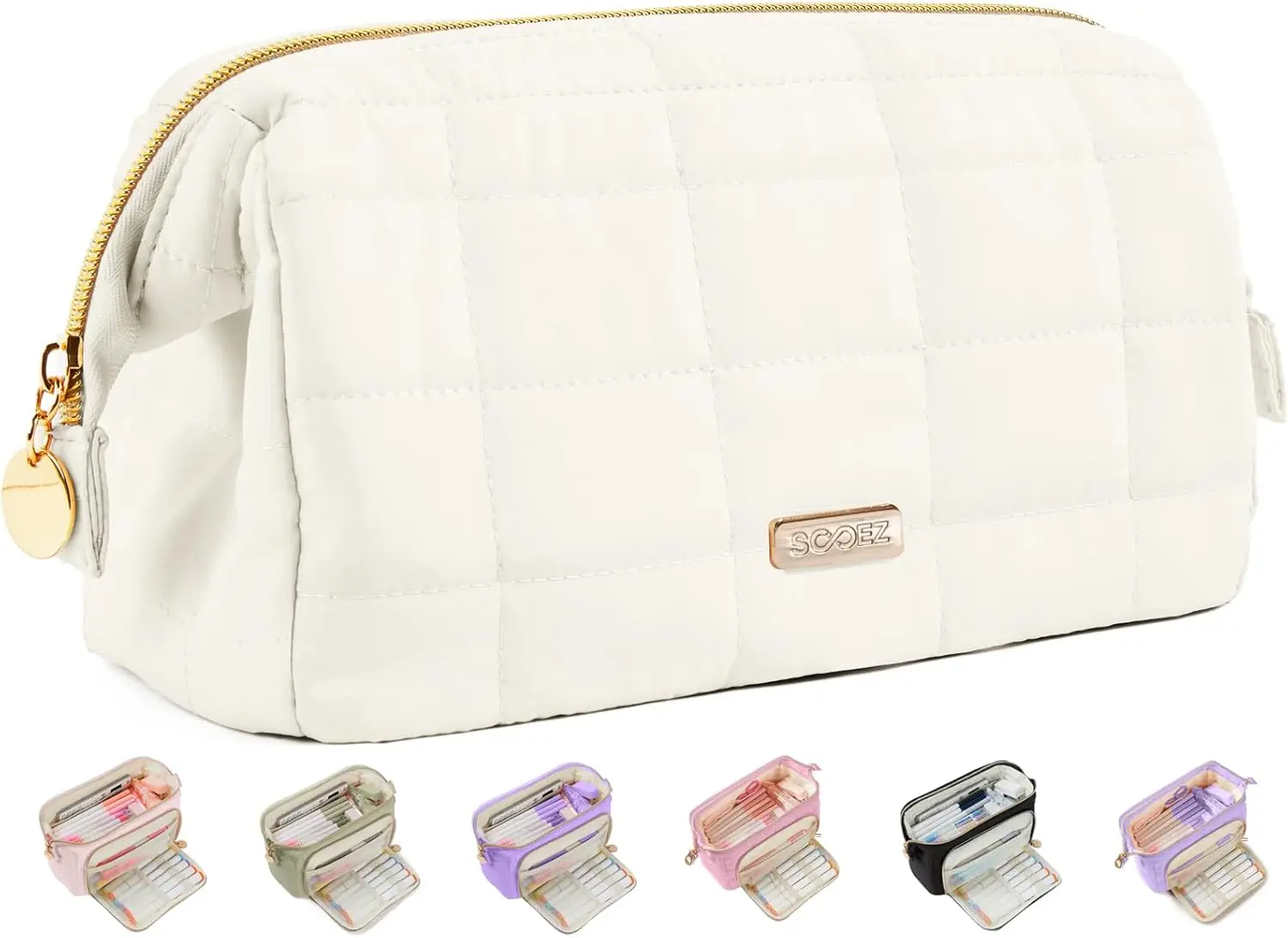 

Большой мягкий пенал на молнии с широким отверстием для школьных принадлежностей, милый дизайн для всех возрастов, бежевый цвет