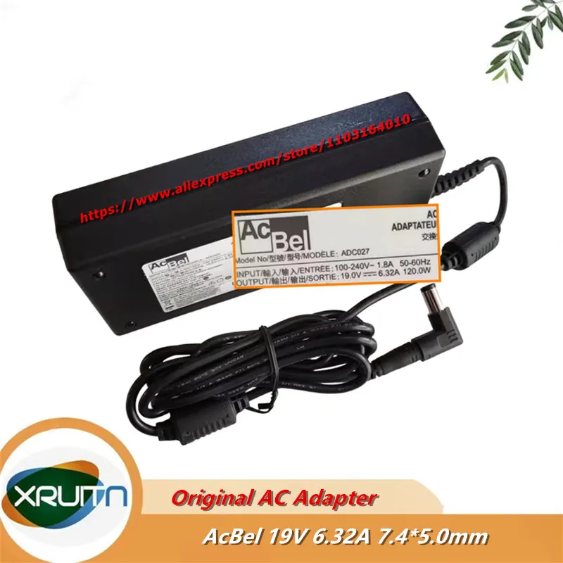 

Genuine AcBel ADC027 AC Adapter 19V 6.32A 120W Charger 7.4*5.0mm DC Plug